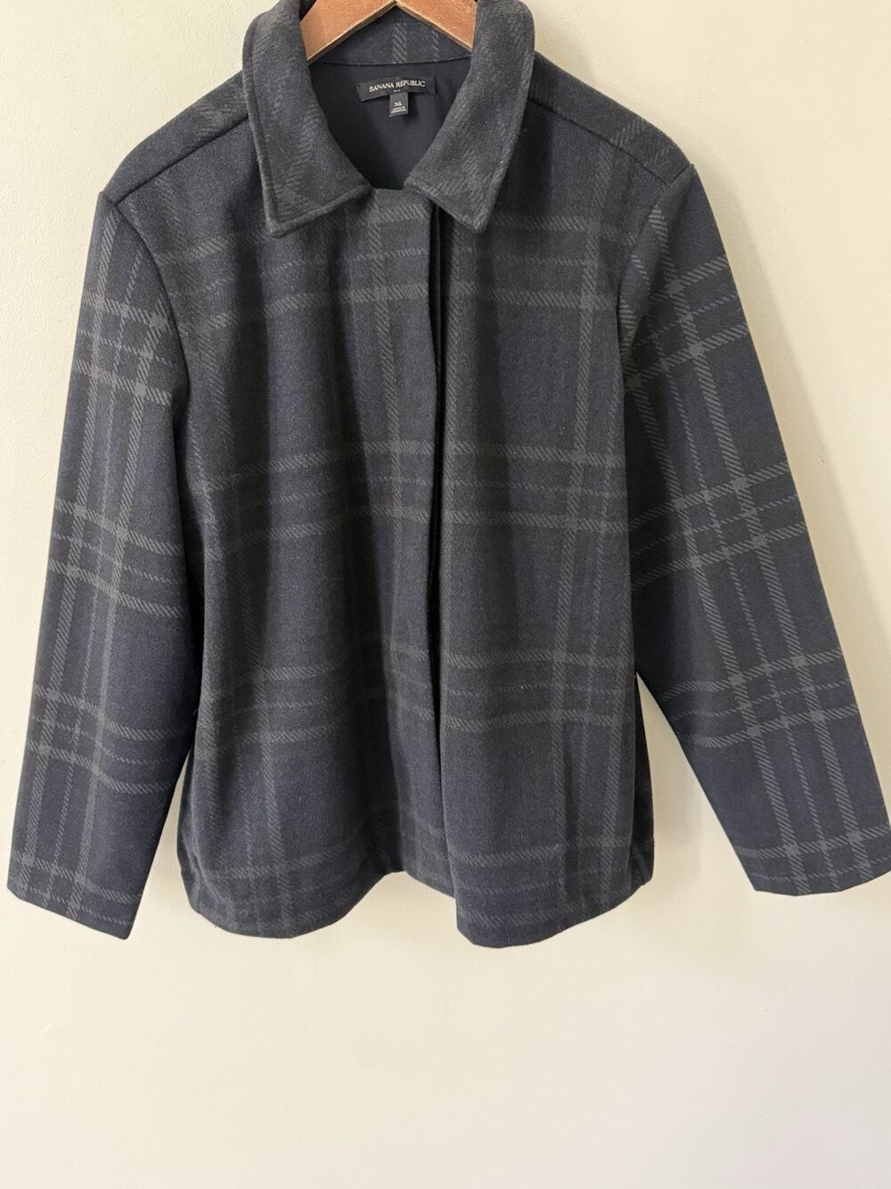 Banana Republic Plaid Jacket Blue Size XL Womens Snap Academia Preppy City